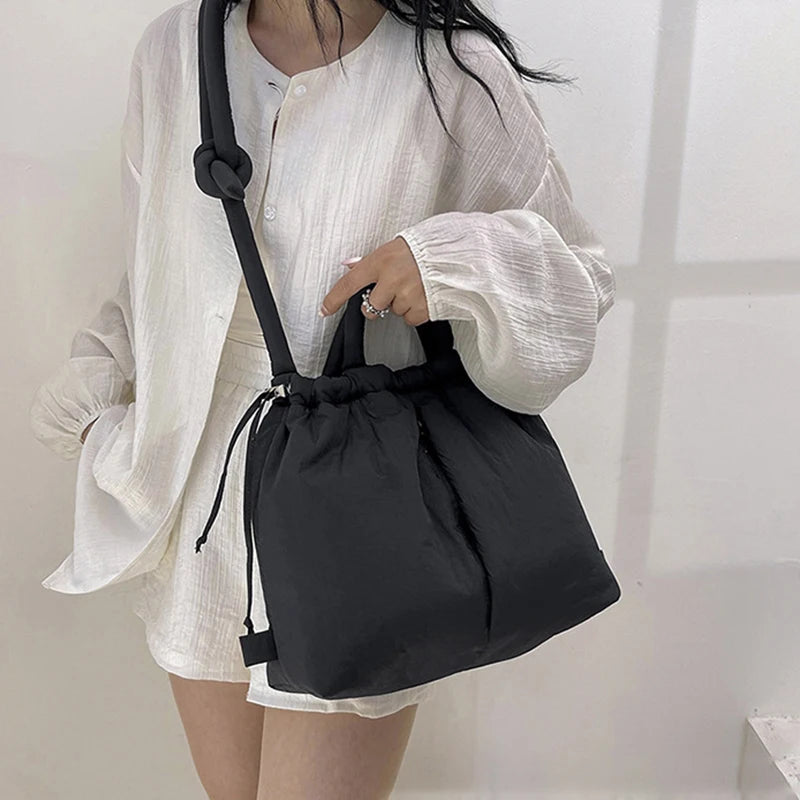 Fashion Casual Large Capacity Puffer Tote Bag Designer Padded Nylon Women Shoulder Bags Handbags Knotted Strap Crossbody Bags