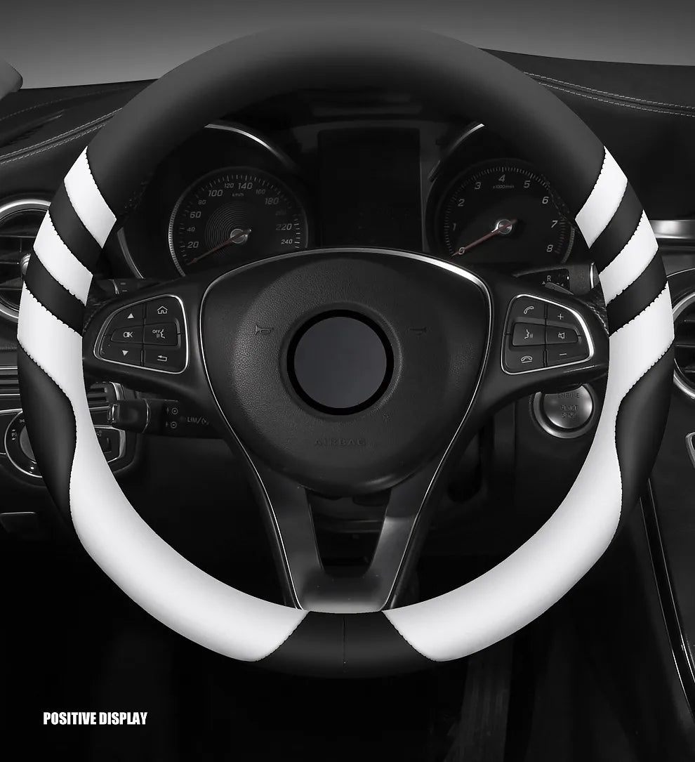 Car Steering Wheel Cover Universal  Durable Leather Cover with Anti-Slip Lining, for Steering Wheel with a Diameter of 14.5"-15"