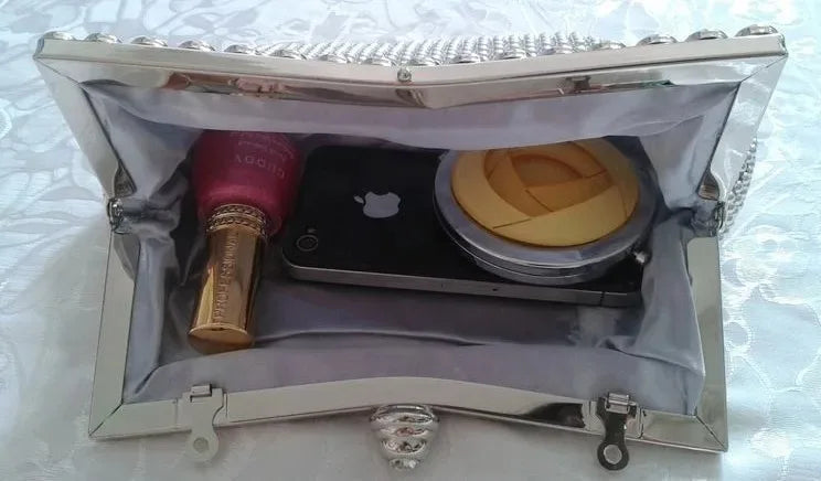 Evening Gold Clutch Bag Glitter Bead DESIGN Elegant Woman Party Bags Vintage Fashion Bridal Purse Silver Handbags Night Bag