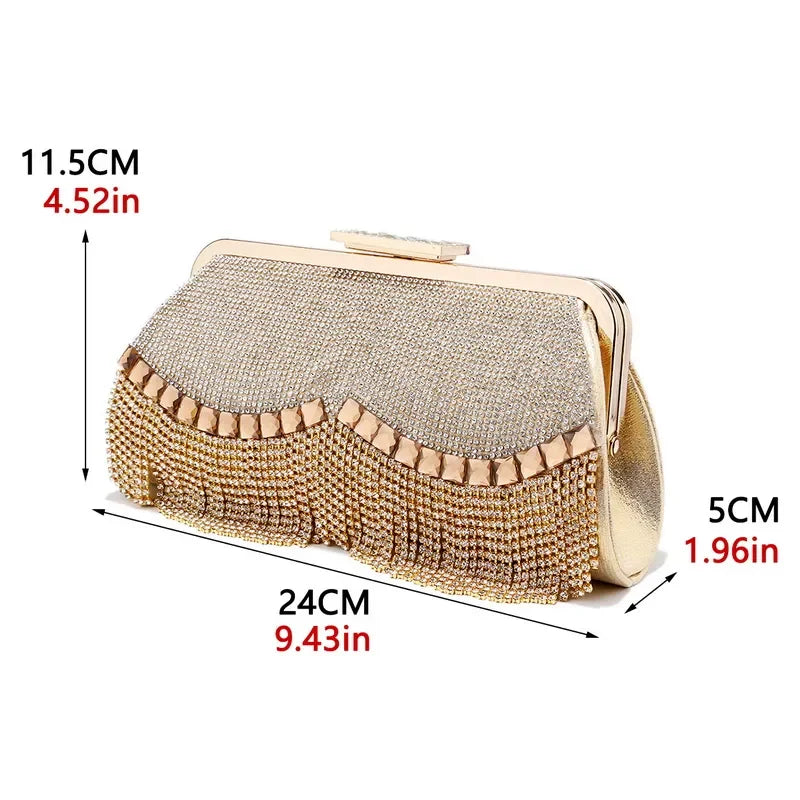Women Banquet Handbags  New Diamond-Studded Tassel Evening Bags Femme Wedding Purse Dress Beaded Party Clutch