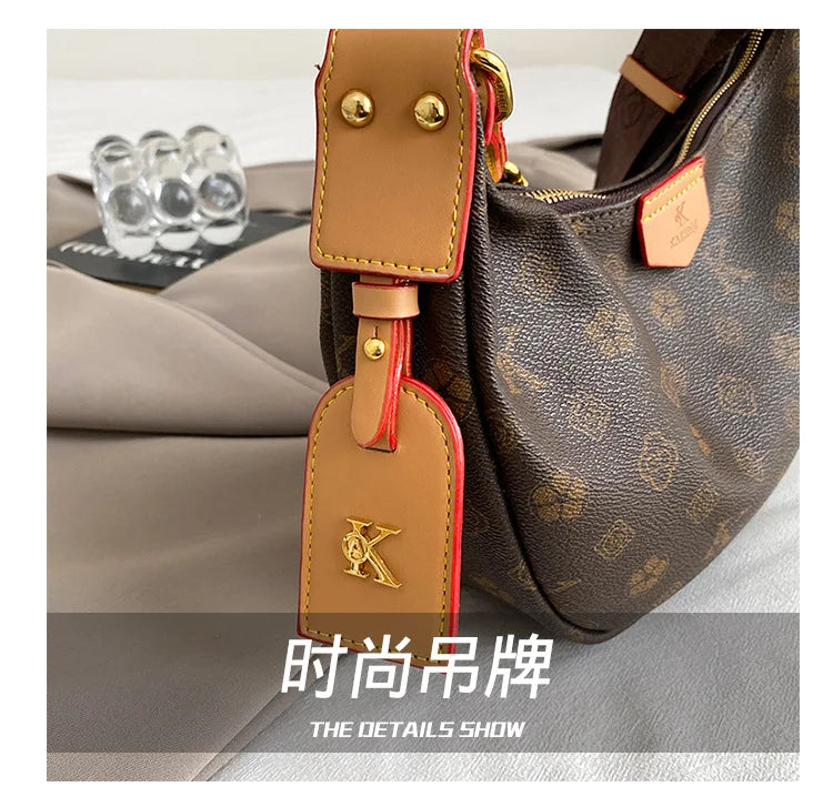 2025 Hobo Bag Monogram, Spacious Shoulder Purse for Women, Large Capacity Crossbody Tote, Fashion  Versatile Sling Bag