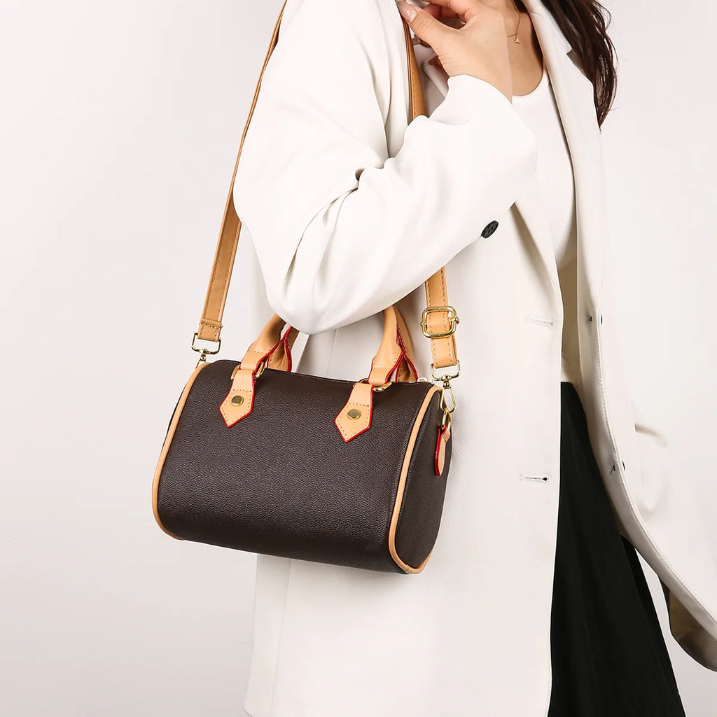 Luxury PU Women's Shoulder Bag - Pillow Boston Bag, Adjustable Crossbody/Handheld/Underarm, Spacious Multi-Way Purse