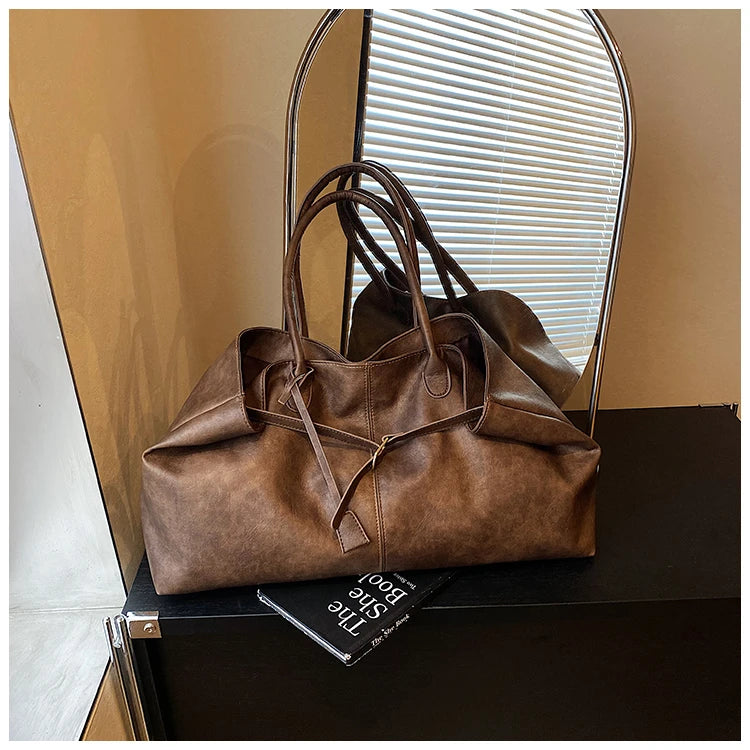Women's Tote Bag, Large Capacity Soft Leather Shoulder Bag, Retro Casual Handbag, Perfect for Commuting Handbags Travel Bag