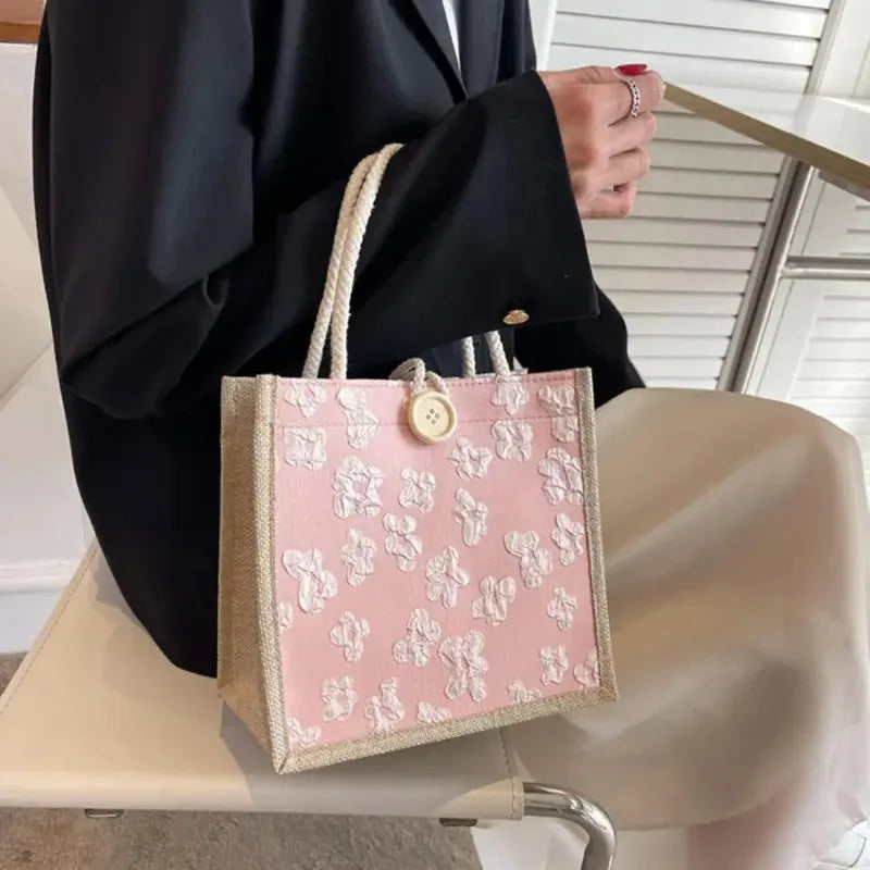 2025 Linen Bags Handbag For Women Shopper Tote Bag Fashion Designer Bag Convenient Large-capacity For Travel Grocery Bag