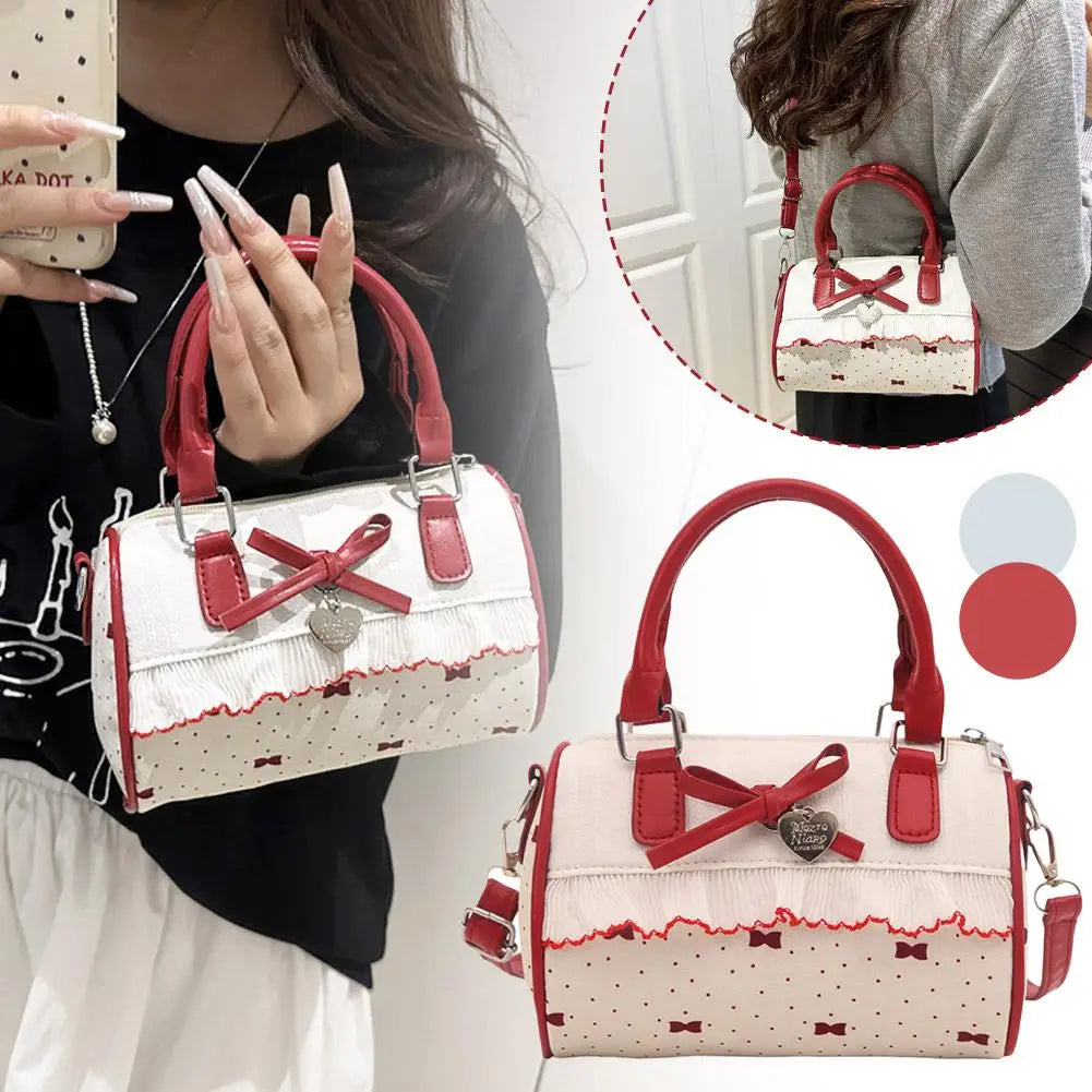 Bow Handbag Large Capacity Waterproof Single Shoulder Bag Adjustable Strap sweet cute Casual shopping Tote Bag