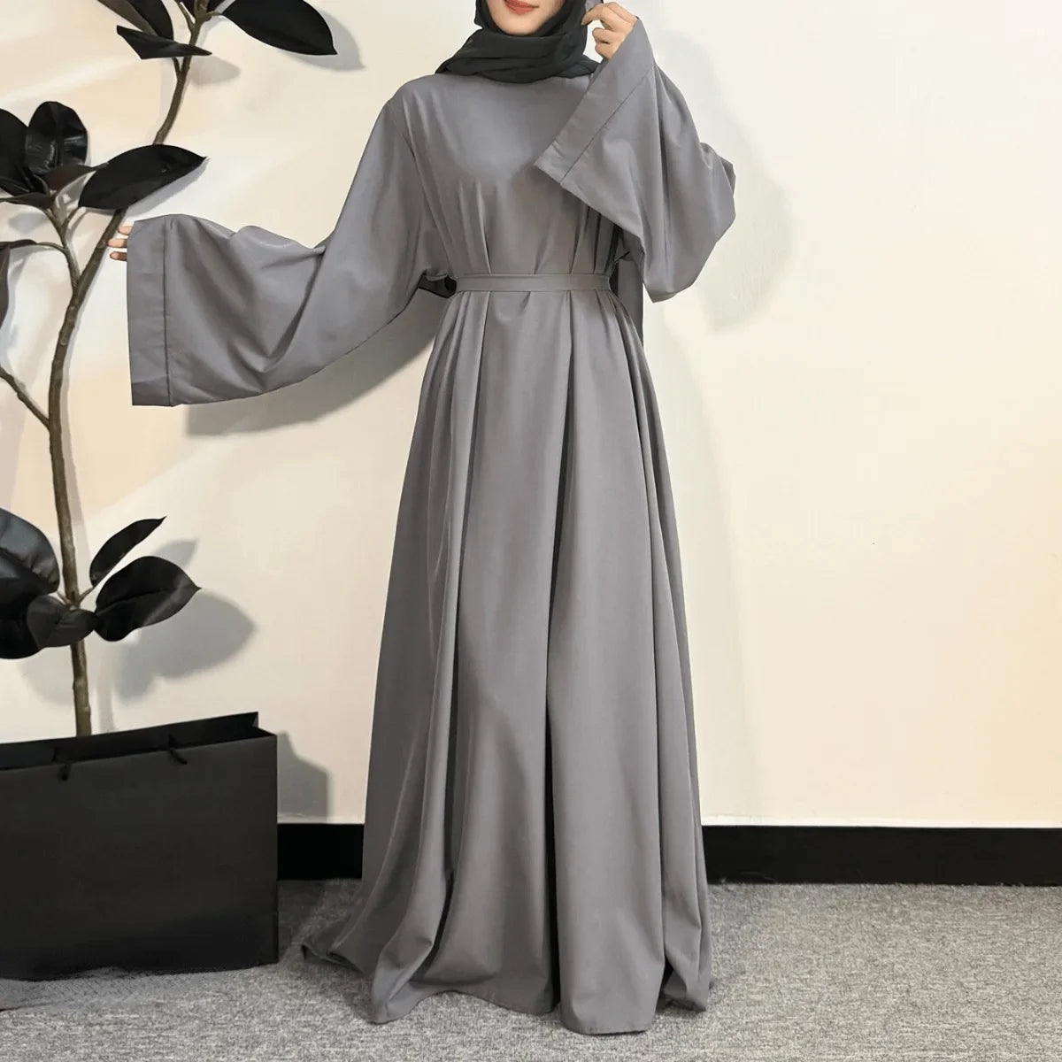 Muslim Abayas Women Kaftans Prayer Dress With Belt Full Sleeve Islamic Clothing Dubai Robe Ramadan Dresses Women Jilbabs