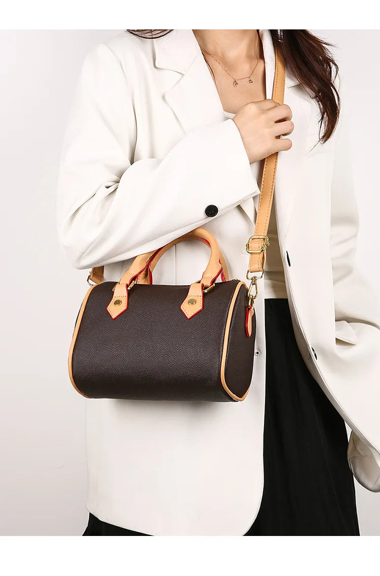 Luxury PU Women's Shoulder Bag - Pillow Boston Bag, Adjustable Crossbody/Handheld/Underarm, Spacious Multi-Way Purse