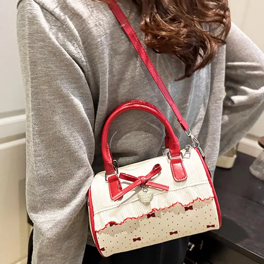 Bow Handbag Large Capacity Waterproof Single Shoulder Bag Adjustable Strap sweet cute Casual shopping Tote Bag