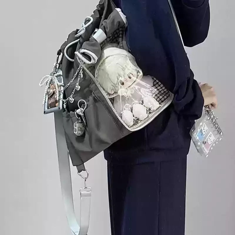 Drawstring Doll Bag Itabag 20cm Cotton Doll Wide Shoulder Strap Large Capacity Backpack Crossbody Bag Cute College Backpack