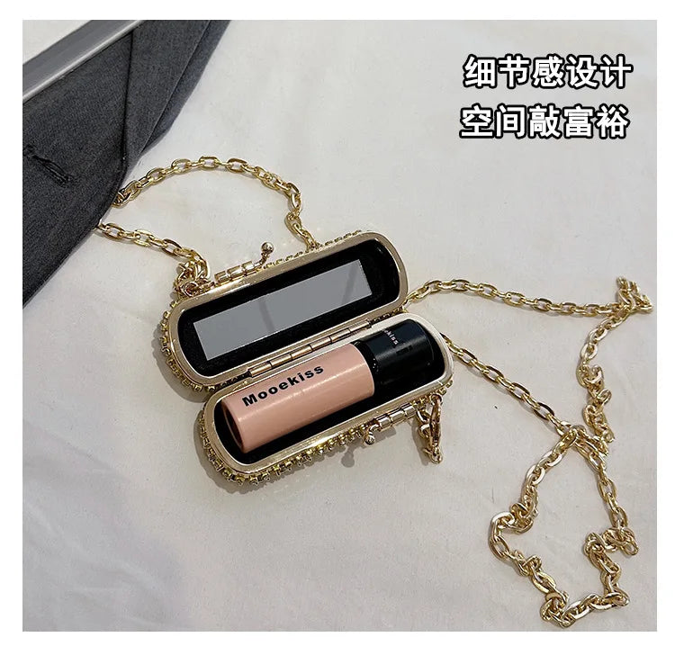 Mini Evening Bags for Women 2025 New Fashion Diamonds Shoulder Bag Ladies Luxury Cute Chain Party Lipstick Crossbody Bag Woman