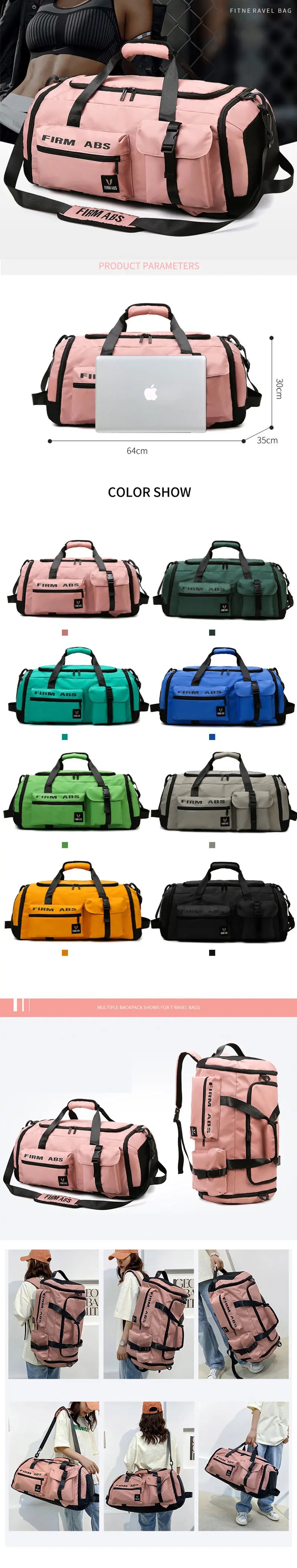 Big Sports Gym Bag Travel Duffel Bag with Wet Pocket & Shoes Compartment Outdoor Basketball Backpack Weekend Tote for Men Women