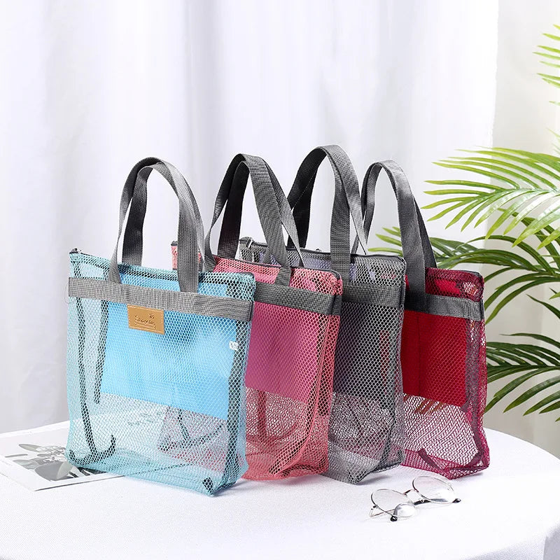 Large Travel Bag Organization Storage Bag Reusable Eco Bag Clothing Portable Outdoor Beach Mesh Pouch Bathroom Wash Bag Package