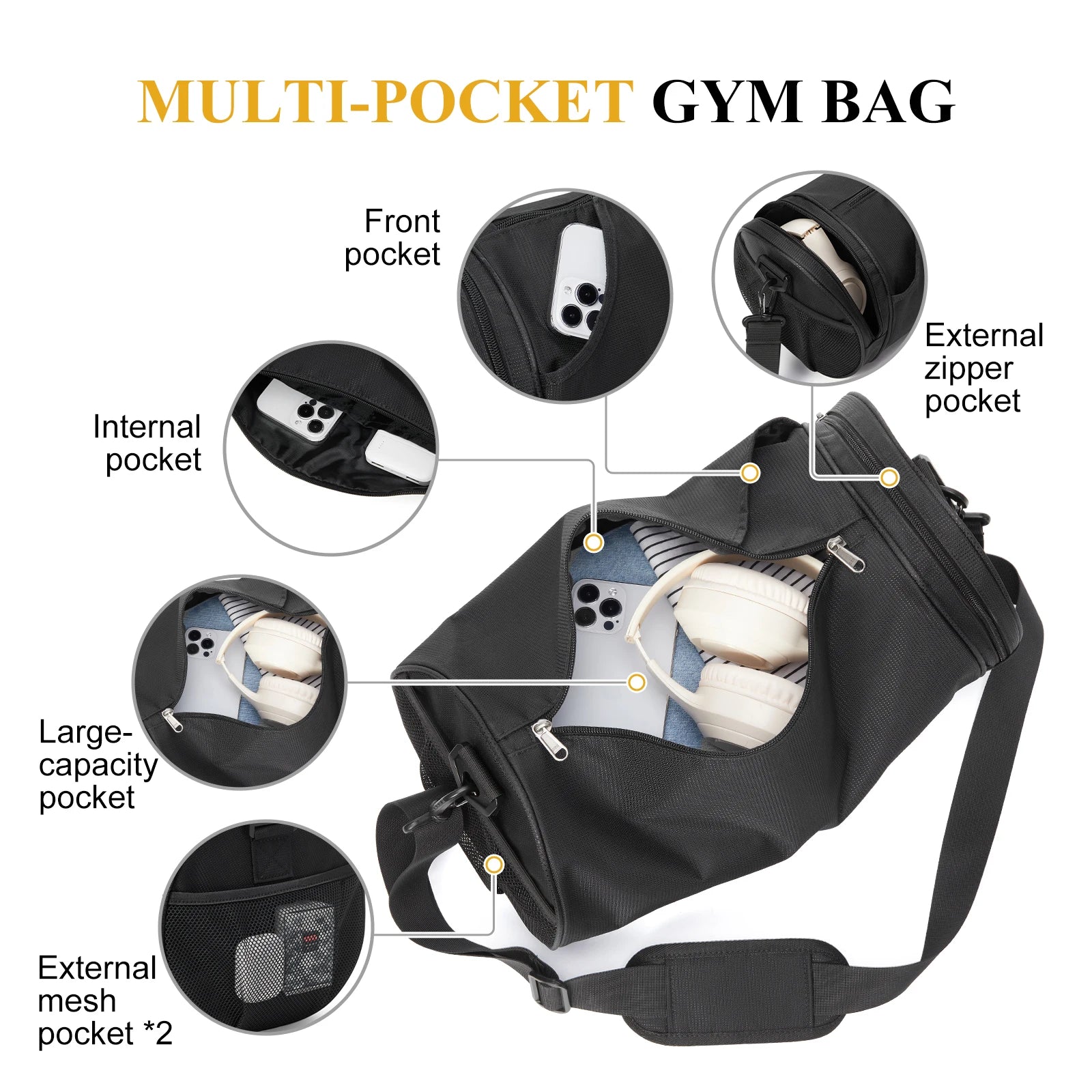 Sports Bag for Women and Men - Gym Bag for Travel, Training Fitness Bag Duffel Bag Tennis Luggage Weekender Bags