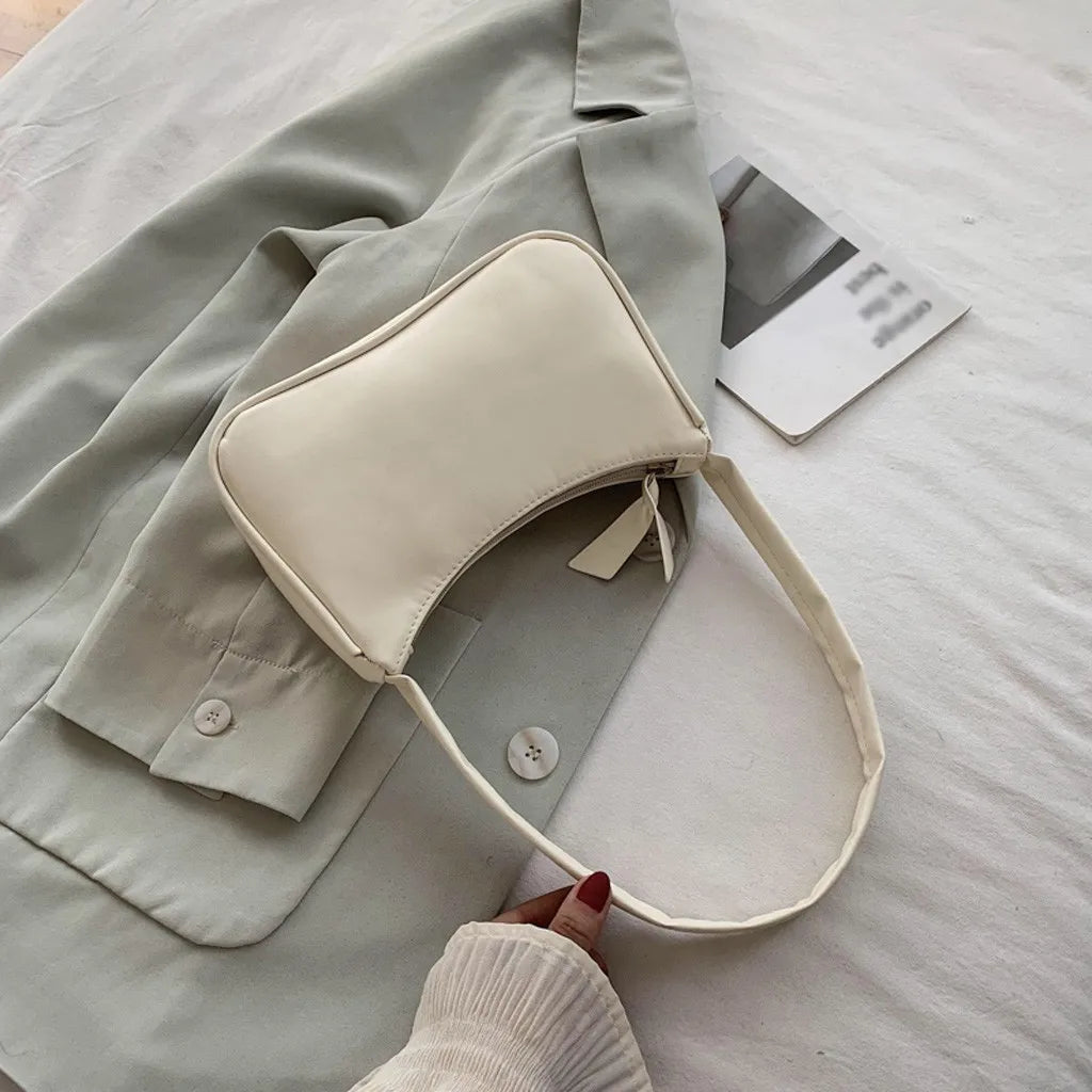 Retro Women Solid Color Zipper Phone Bag Hand Bag Shoulder Bag Armpit Bag Casual 2024 Bags For Women сумка женская