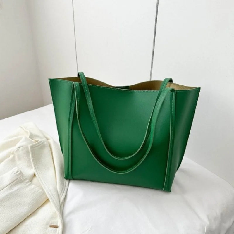 Large Capacity Shoulder Bag Trendy Pu Leather Tote Bags Solid Color Ladies Handbag Women's Fashion Underarm bags