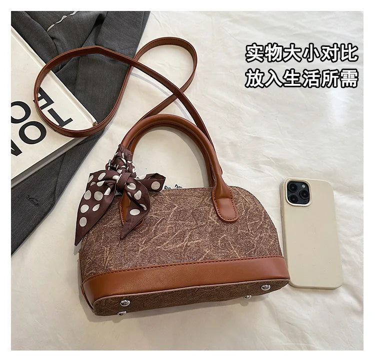 2024 New! Retro Stylish Ruffled Shell Bag - High - End Printed, Ideal for Women's Casual Outings & Versatile Use Free Shipping