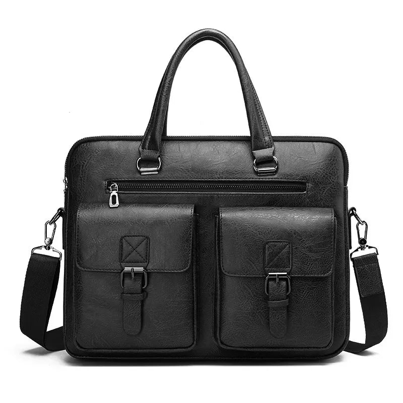 Luxury Brand Man Business Briefcase Bag PU Leather Messenger Shoulder Bag Men Office Lunch Bags For Laptop A4 File Male Handbags