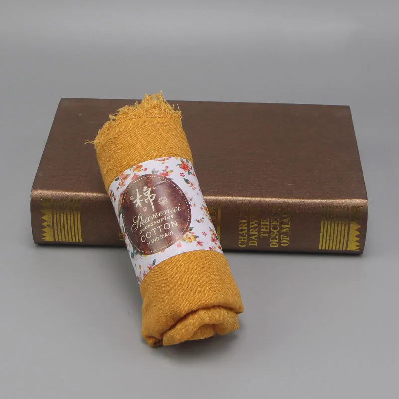 Muslim Hijab For Women Crinkle Hijab Scarf Soft Cotton Solid Color Islamic Bandana Eid Muslim Turban