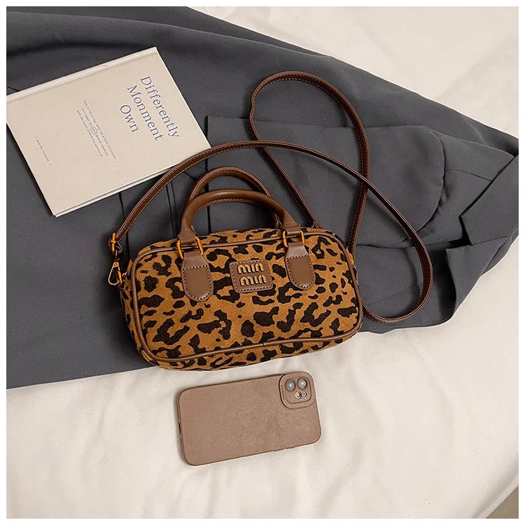 Luxury Brand Women Bag 2024 Winter Handbag Phone Purse Fashion Hobo Bag Satchel Retro Leopard Print Lady Shoulder Crossbody Bags