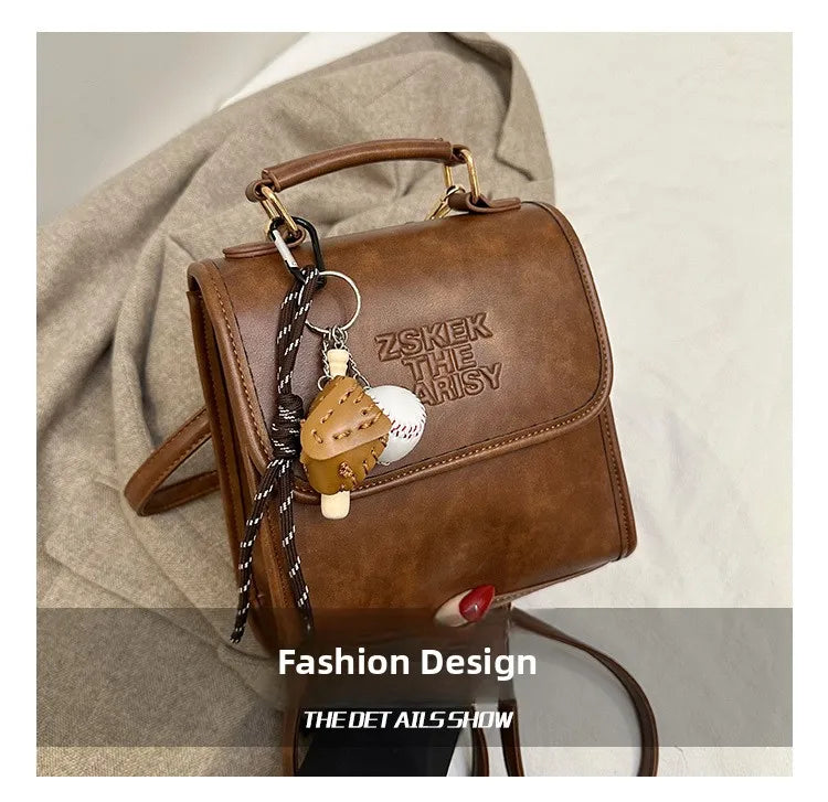 Casual Retro Large Capacity Women's Backpack Fashionable Versatile Stylish Satchel Crossbody Bag New Black City Simple Style PU