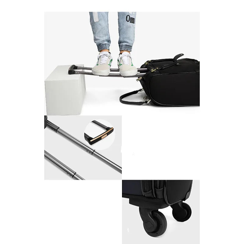 Luxury Design 16/18Inch With Handbag Women Rolling Luggage Small Cabin Carry On Retro Ladies Trolley Suitcase Travel Bag