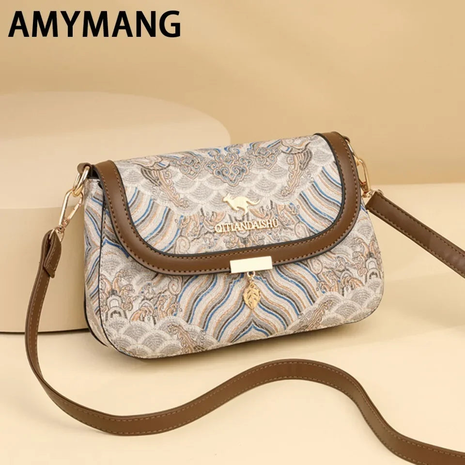Luxury Designer Trend Embroidered Women's Shoulder Bag High Quality Soft Leather Women Crossbody Bags Female Handbag Sac A Main