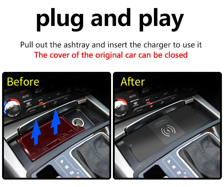 Car wireless charger for Audi A6 C7 A7 S6 RS6 S7 RS7 2011-2018 phone fast charging pad mobile holder charge accessories interior