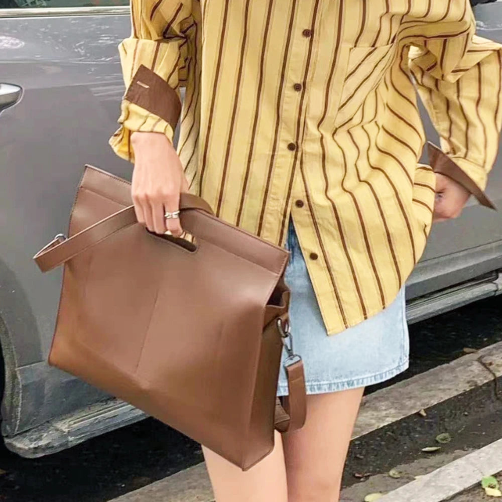 Luxury Design Fashion Laptop Bag For Woman Custom Name Business Office Daily Cross Body Briefcase Leather Large Capacity Handbag