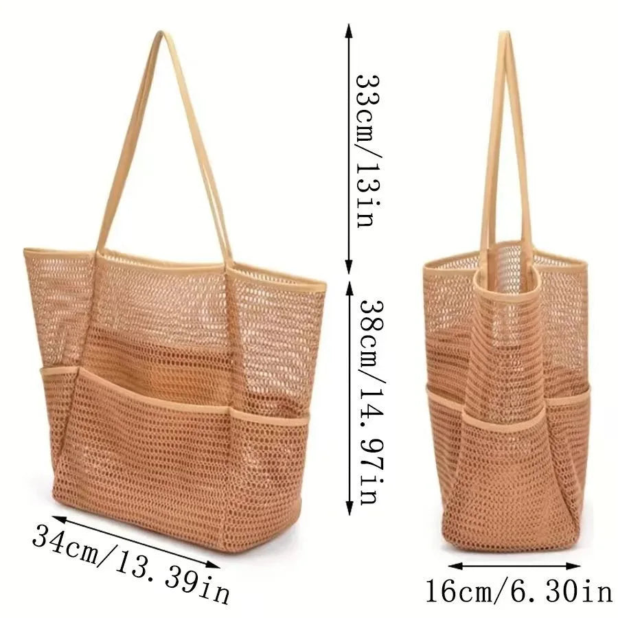 Beach Storage Bag Mesh Tote Bag for Women Gifts for Her Waterproof Beach Vacation Pool Travel Bath Swimming Toiletries Bag