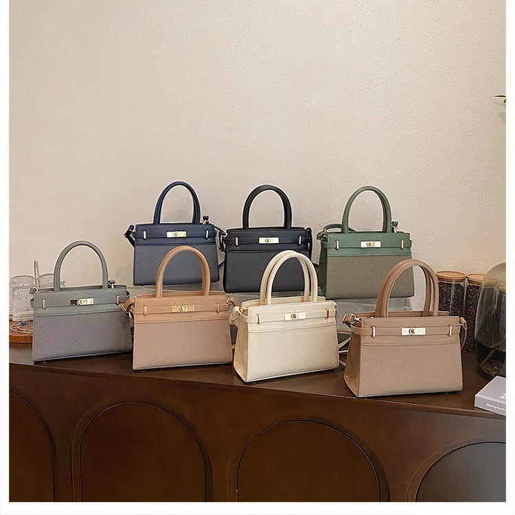 2025 Trapezoid Profile Purse | Twist-Lock Flap Shoulder Bag | Convertible Carry Crossbody with Top Handle