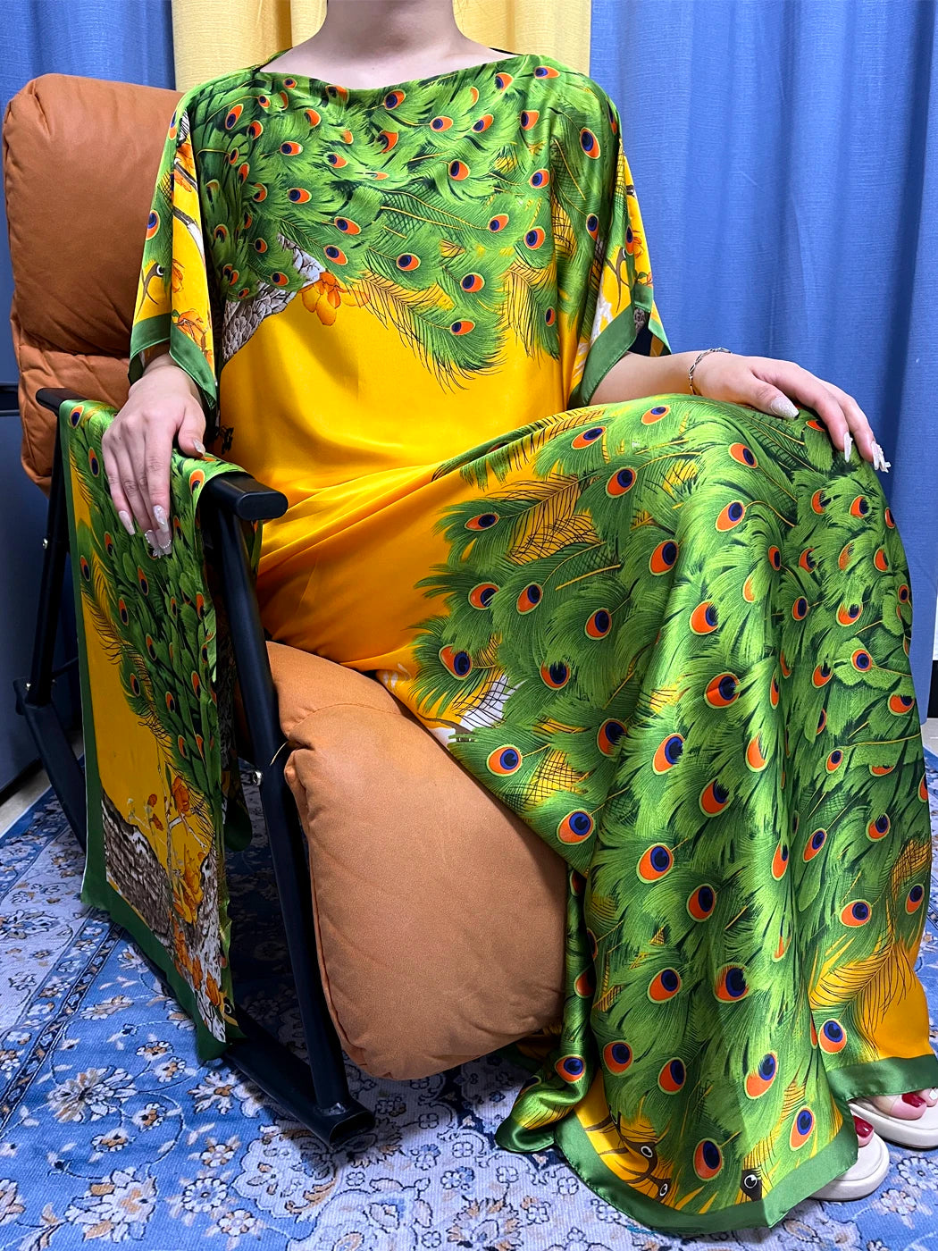 Muslim Silk Abayas For Women 2023 Fashion Print Islam Turkey Loose Elegant Femme Robe African Summer Ice Clothes With Headscarf