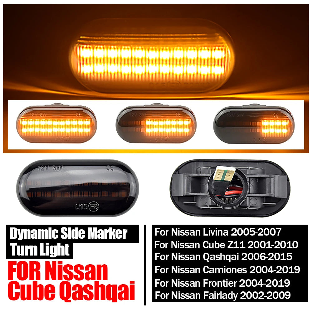 New LED Dynamic Turn Signal Light For Nissan Tiida C11 Note E11 Micra K12 NP300 Navara D40 Qashqai J10 Side Mirror Repeater Lamp