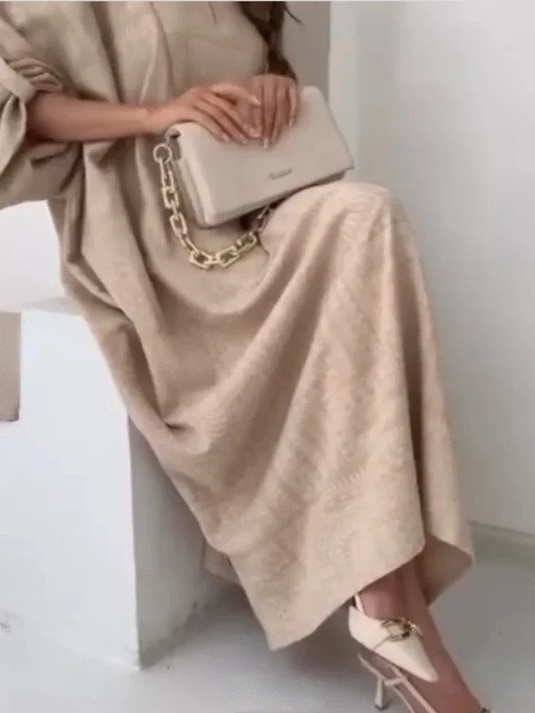 2024 Summer Fashion New Muslim Women Loose Ethnic Style Plus Size Dress Printed Square Neck Elegant Casual Party Women's Wear