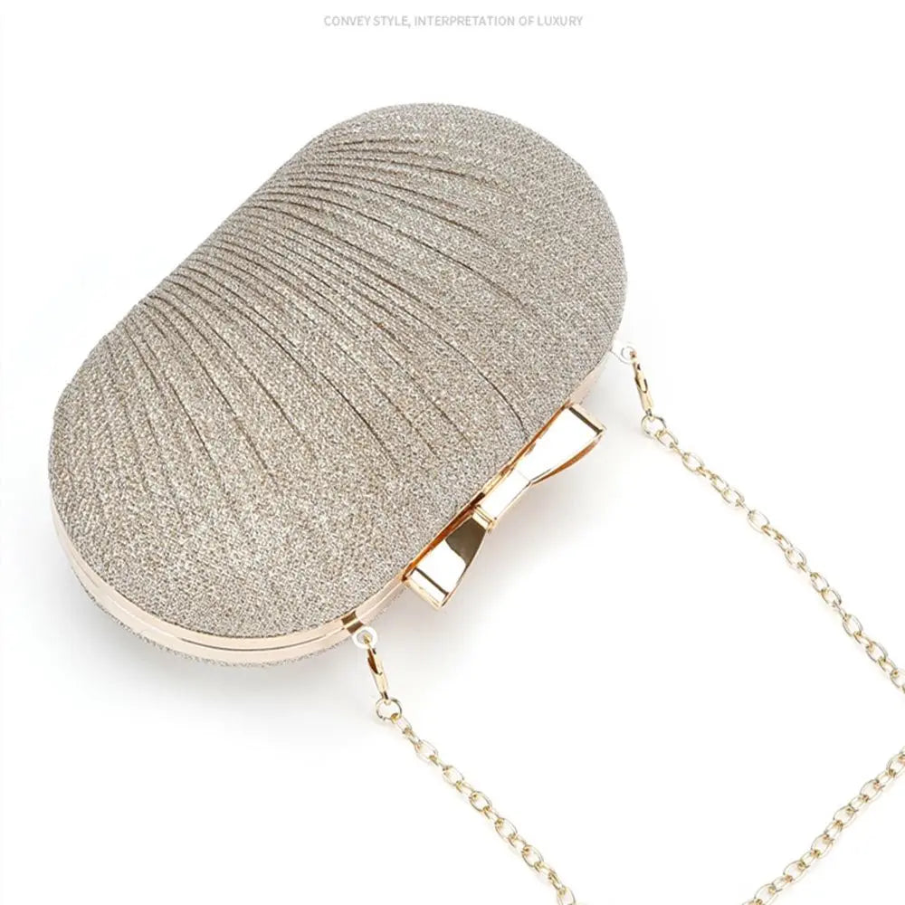 Wedding Bridal Beaded Women Evening Bag Chain Shoulder Handbags Elegant Rhinestones Clutch Egg Shape Evening Bag