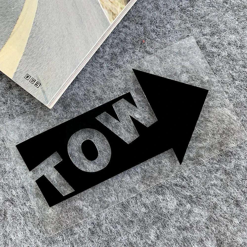 Reflective TOW Arrow Car Vinyl Decals – Waterproof Racing Modified Stickers Body, Window, Rear Windshield, Fuel Cap & Bumper