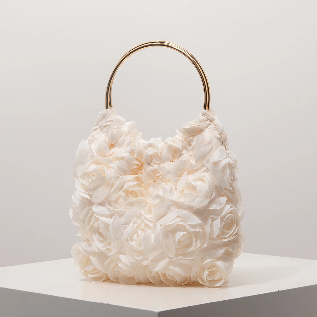 Luxury Rose Flower Tote Bags for Ladies， Prom Dresses for Women， Bag for Women Elegant， Wedding Items， Party Bag（Random Pattern）