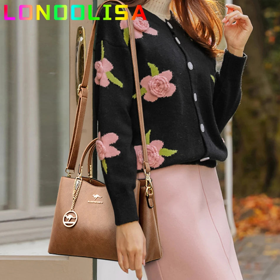 Luxury Soft Leather Handbag Women's Bag 2022 Trend Designer 3 Layers Shoulder Crossbody Sac Ladies Large Capacity Messenger Tote