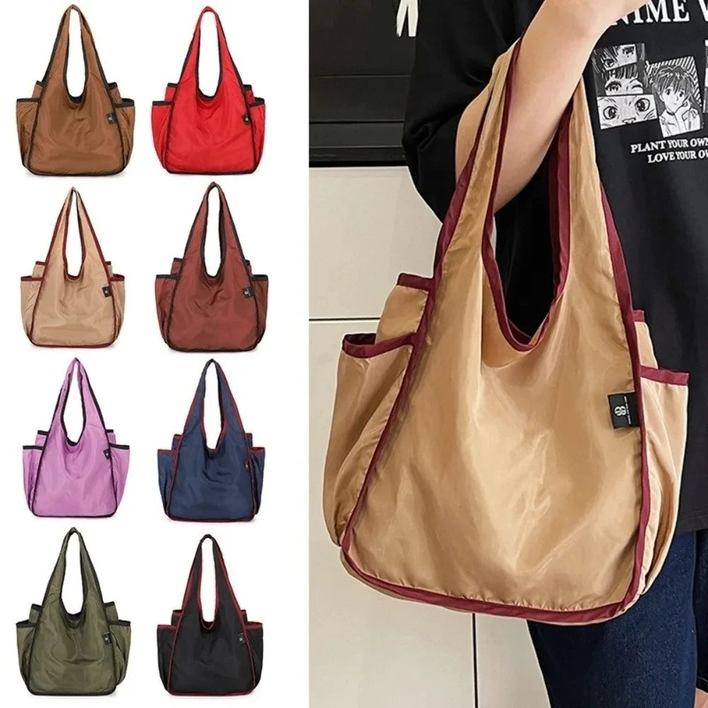 Large Capacity Lady Tote Bag Foldable Thickening Shopping Bag Lightweight Handbag Double-layer Shoulder Bag for Women