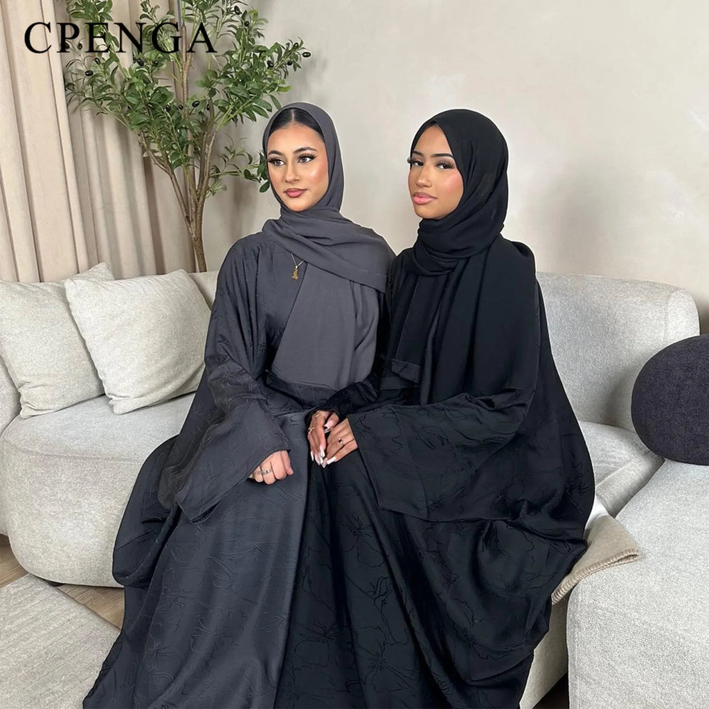 Luxury 2 Piece Muslim Outift Sets for Women Ramadan Dubai Hijab Abaya Dress Islamic Party Kaftan Robe Elegant Turkey Gown 2025
