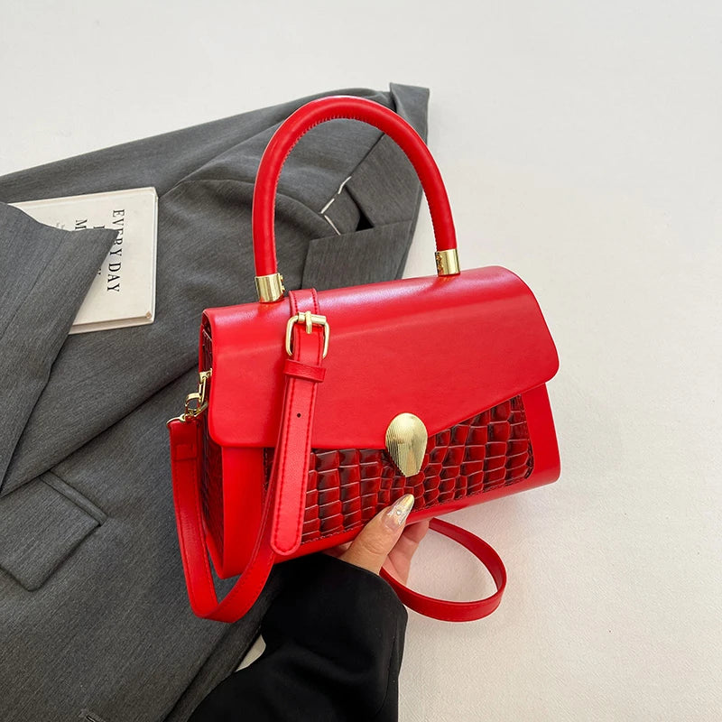 Luxury Black Handbag Classic Women Bag 2024 New Designer Shoulder Bag High Quality Solid Pu Leather Crossbody Small Square Bag