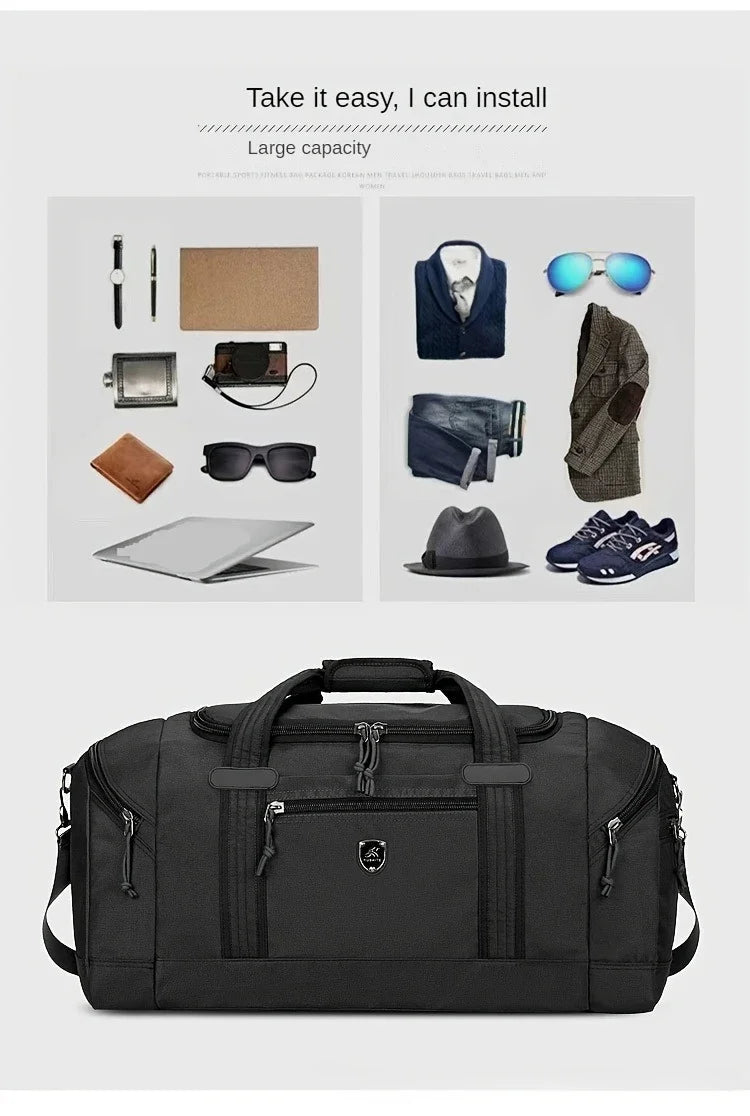 Large Capacity Travel Bag Weekender Overnight Duffle Bags with Compartment Sports Fitness Bags for Camping Outdoor Activities