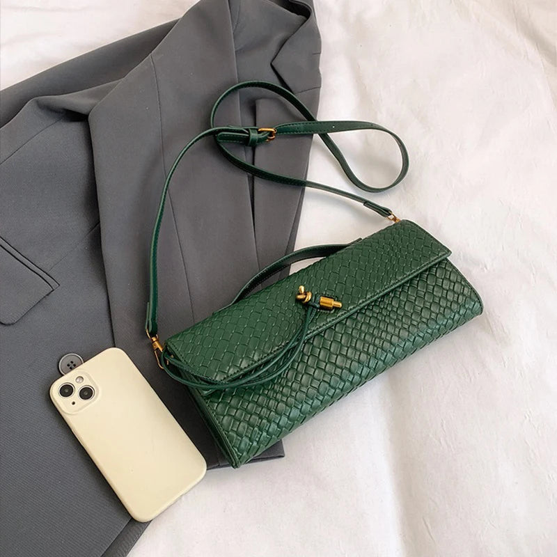 Woven Crossbody Bag for Women Woven Handbag Soft PU Leather Shoulder Bag Evening Clutch Chic Famous Brand Luxury Flap Bag ﻿2025