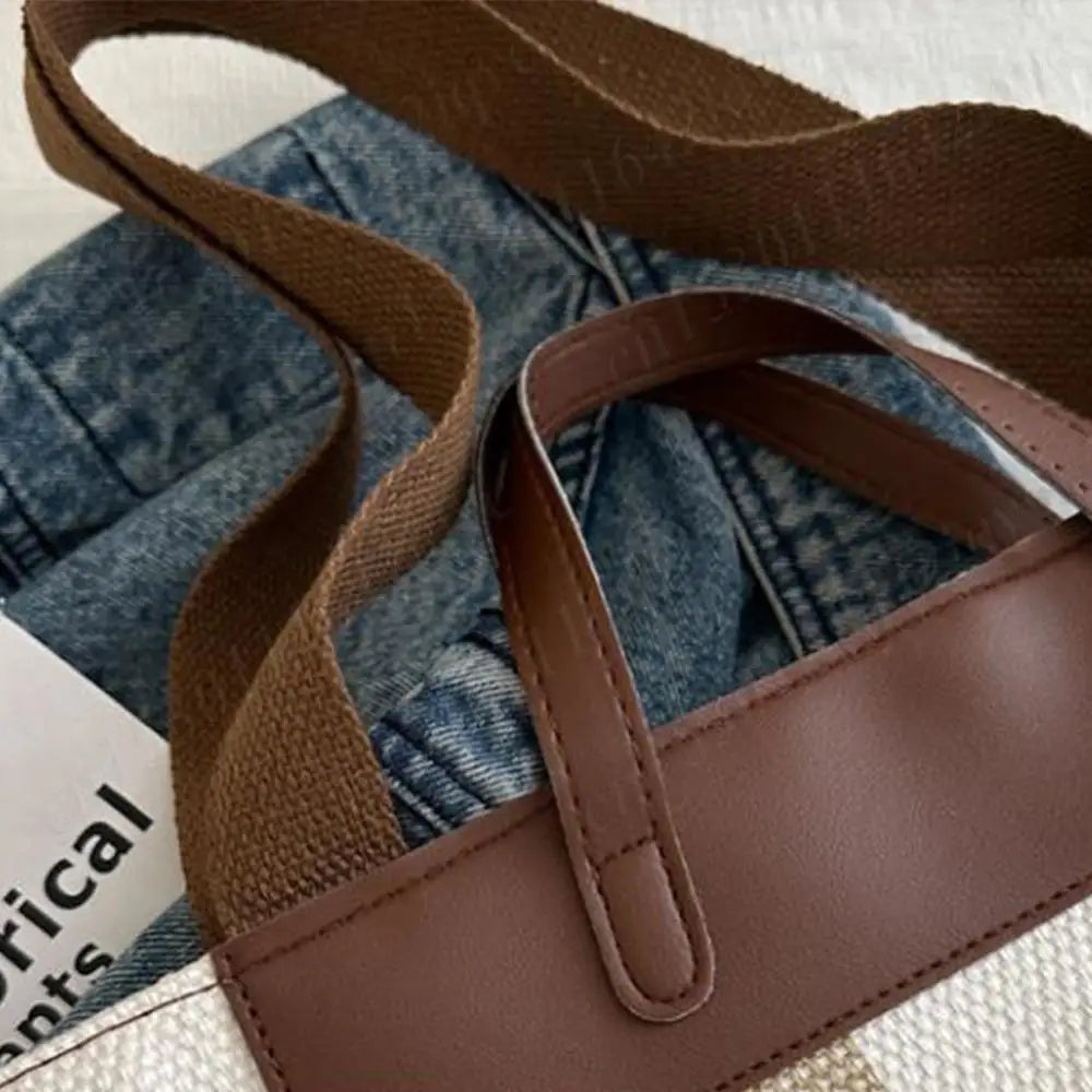 Striped Hobo Shoulder Bags Women Zipper Bucket Bags Canvas Tote Bag Simple Handbag Daily Commuting Bag Travel Top-Handle Bags