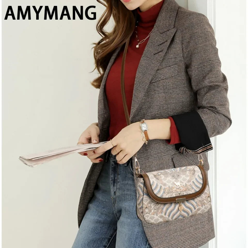 Luxury Designer Trend Embroidered Women's Shoulder Bag High Quality Soft Leather Women Crossbody Bags Female Handbag Sac A Main