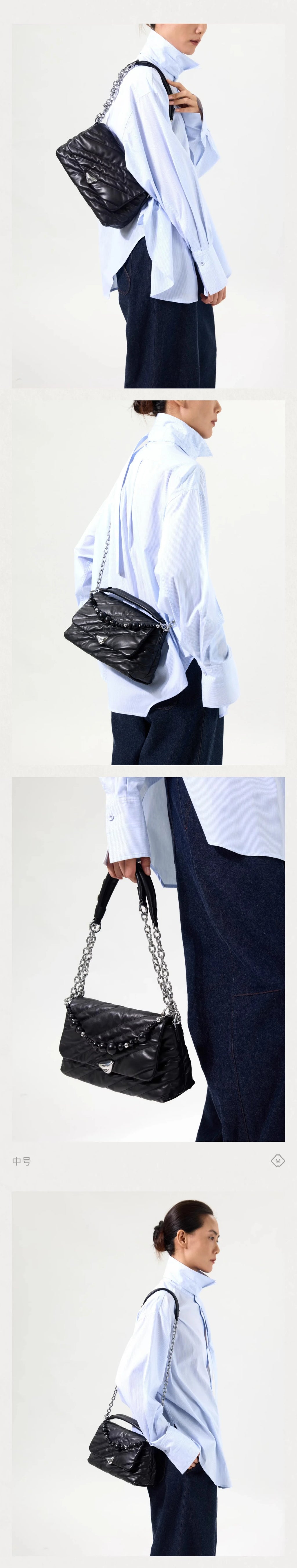 Postman's Bag Single-Shoulder Crossbody Commuter Leather Women's Chain Soft Square Bag Large Capacity Versatile Everyday