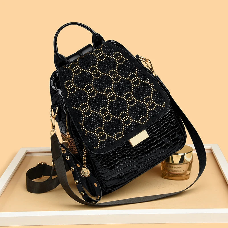 Luxury Oil Wax Leather Backpack for Women, Large Capacity Fashion Shoulder Bag, Stylish Casual Travel Daypack, Durable &Rucksack