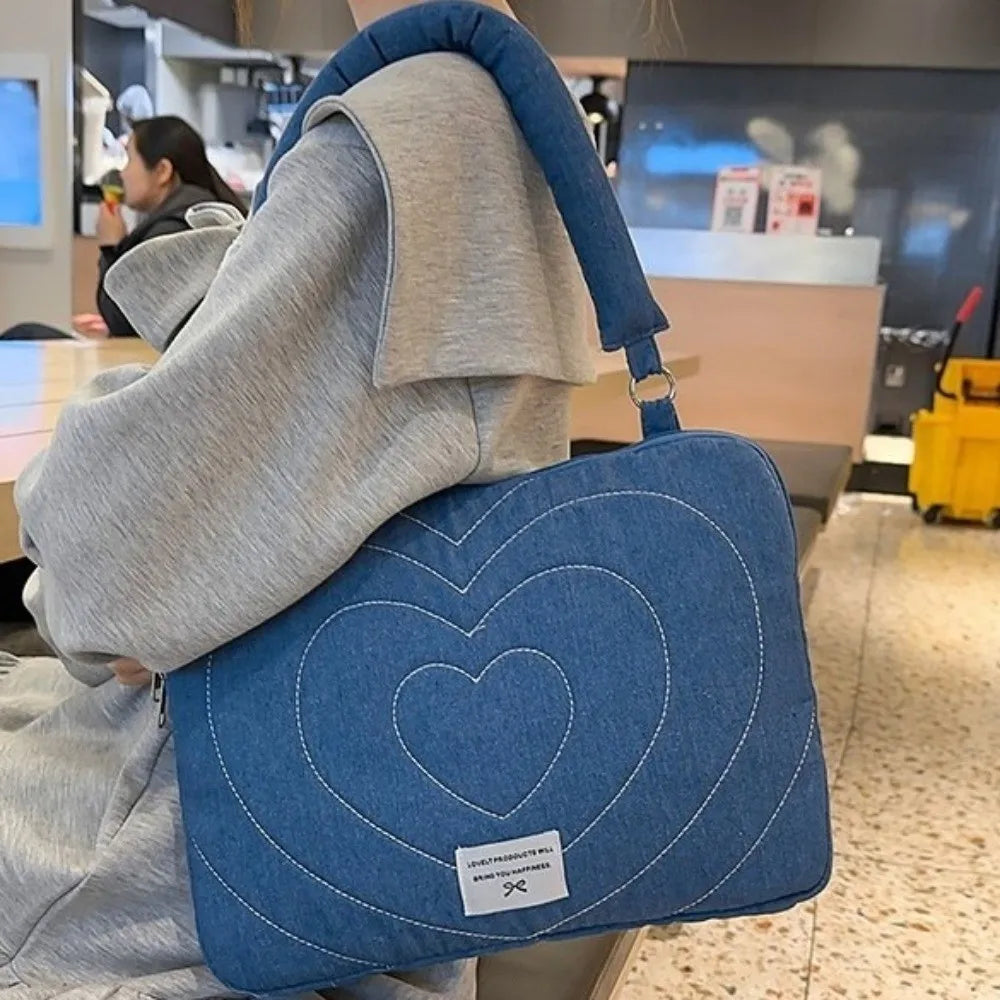 Modern Fashion Computer Bag Bowknot Embroidered Shockproof Laptop Sleeve 14 Inches Soft Tablet Carring Case Business