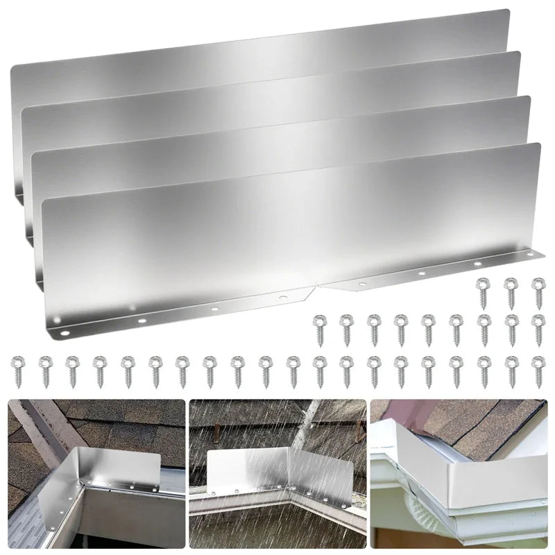 【N】4Pcs Rainwater Valley Gutter Splash Guard Rain Drip Gutter Guard,Rain Drip Gutter Guard For House Shingle Roofs Corner