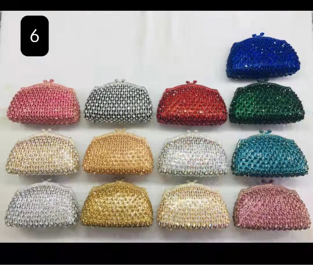 Women Pink Gold Silver Red Green Blue Purple Clutches Wedding Bridal Crystal Bag Banquet Hollow Purse Diamond Party Gala Handbag
