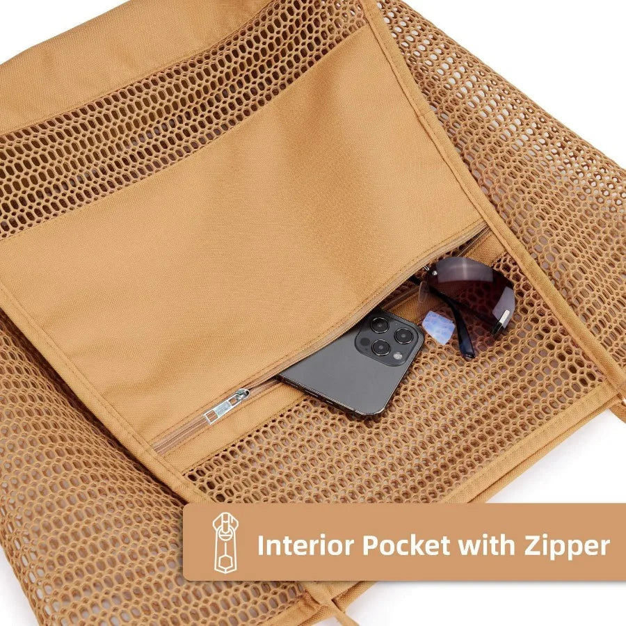 Beach Storage Bag Mesh Tote Bag for Women Gifts for Her Waterproof Beach Vacation Pool Travel Bath Swimming Toiletries Bag